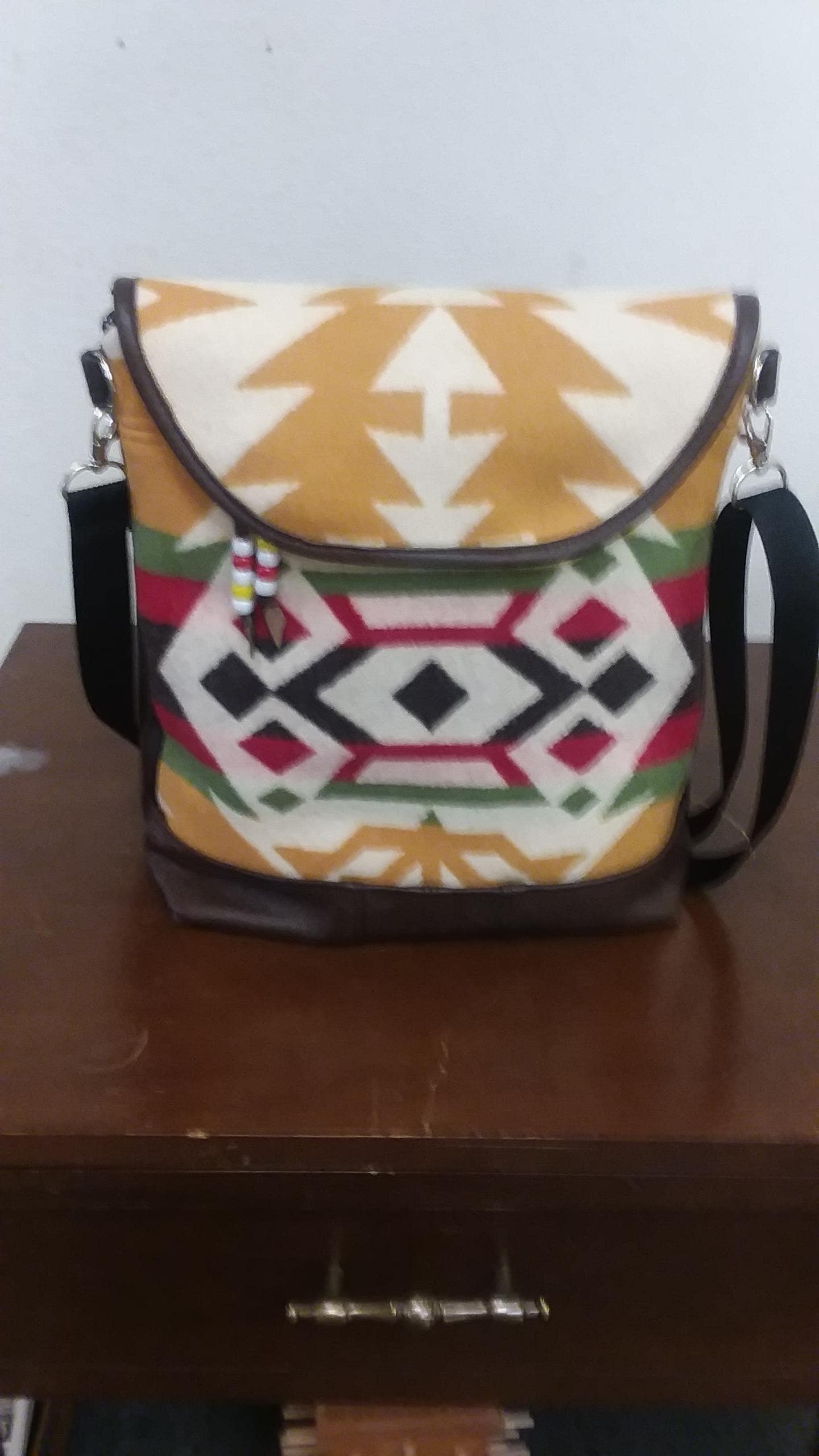 Southwest Native American Wool and Leather Backpack Purse - Etsy display picture 1