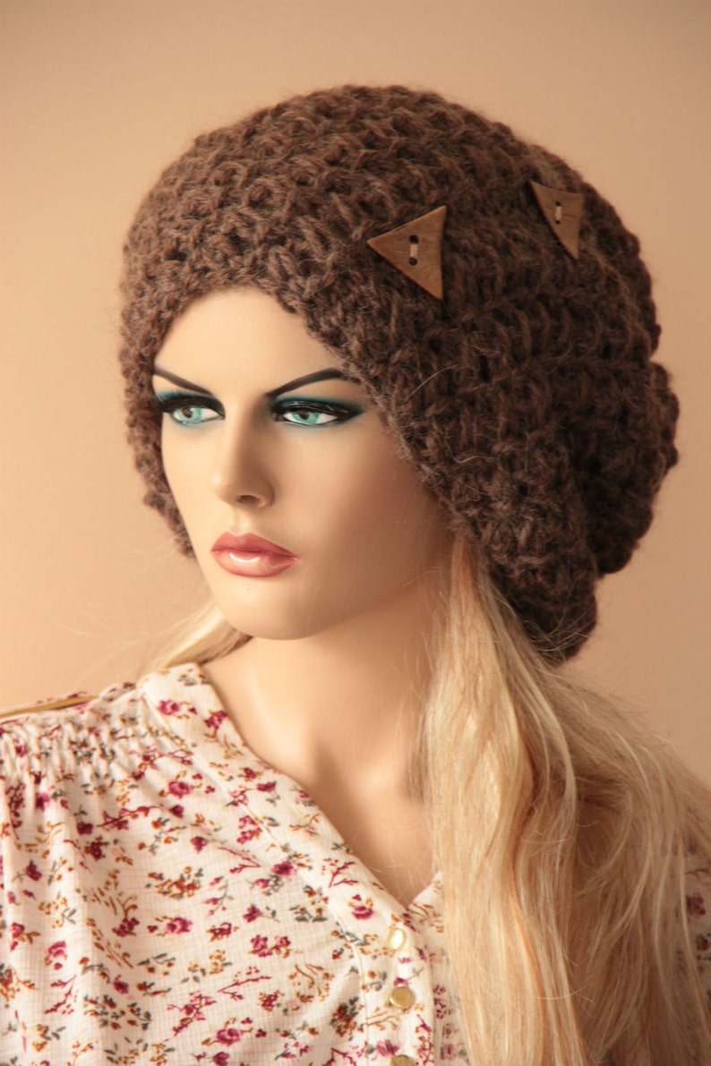 Brown Headband Neck Warmer Ear Warmer Cowl With 3 Natural Etsy