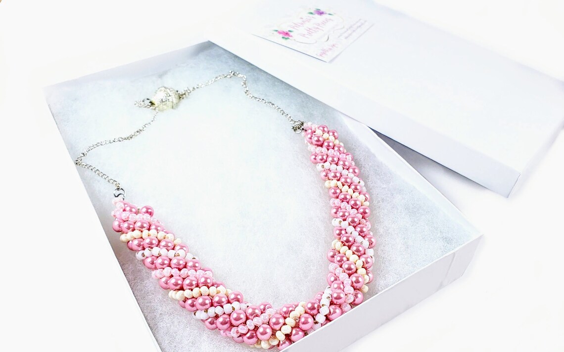 Beaded Rope Necklace Beaded Rope Choker Statement Rope Necklace Beaded