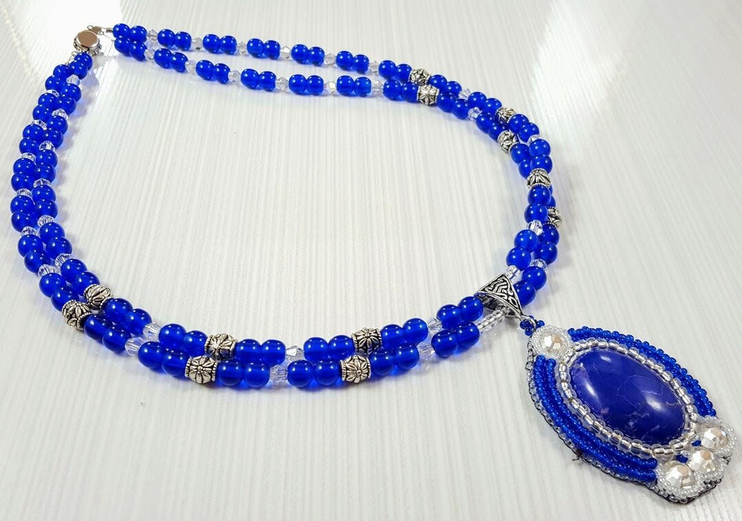 Blue Bridal Necklace Blue Bridal Jewelry Bridal Statement Necklace