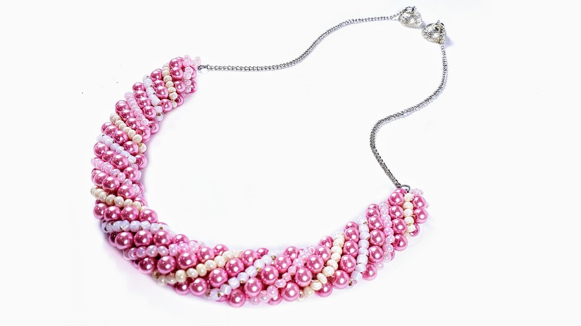 Beaded Rope Necklace Beaded Rope Choker Statement Rope Necklace Beaded