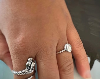 925 Sterling Silver Seashell Ring • Minimalist Coastal Ocean Jewelry