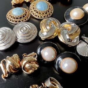 Vintage Clip-On Earring Lot: Chunky Statement Jewelry.
