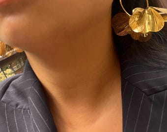 18k Gold Geometric Statement Hoop Earrings