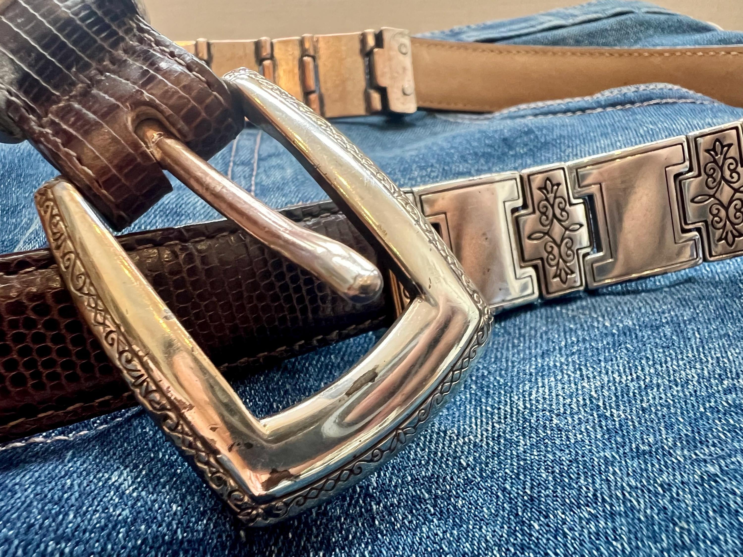 Brighton Brown leather charm belt with Silver Charms. Brighton Charms Belt - Etsy main image 3