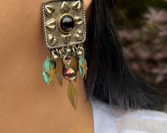 Vintage Boho Mixed Metal Dangle Clip-On Earrings