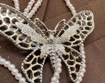 Vintage Sarah Coventry Schmetterling Brosche Silber Tone Openwork Filigrane Pin | Signierte Modeschmuck