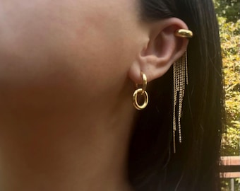 18K Gold Double Hoop Earrings | Removable Hoop
