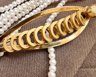 Gold Tone Openwork Brooch | Mid Century Modern Leaf Pin, Retro Statement Jewelry