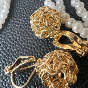 Gold Wire Wrapped Ball Clip-On Earrings | Minimalist Vintage Jewelry