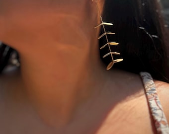 18k Gold Leaf  Dangle Earrings