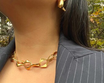 18K Gold Double Teardrop Earrings | Push-In Design