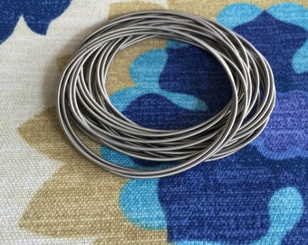 Dark Silver 24 piano wire bracelets- stainless steel look