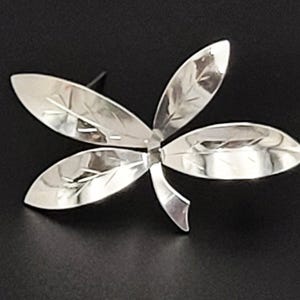 Rare Danish Designer Brødene Bjerring Brdr. Bj Sterling Large Leaf Brooch 1960s