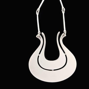 David Andersen Norway Sterling XL Modernist Viking Ship Necklace 50/60s