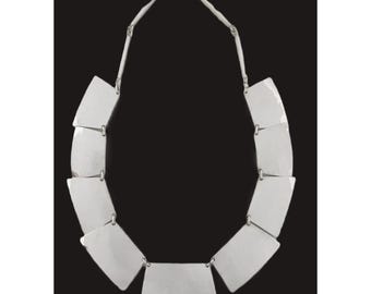 Rare MCM Harry Osaki Hand-Wrought Sterling Modernist Statement Necklace