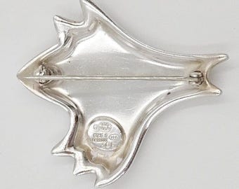 Georg Jensen Sterling Silver Blue Enamel Biomorphic Brooch #306