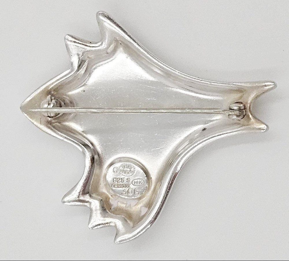 Georg Jensen Sterling Silver Blue Enamel Biomorphic Brooch #306