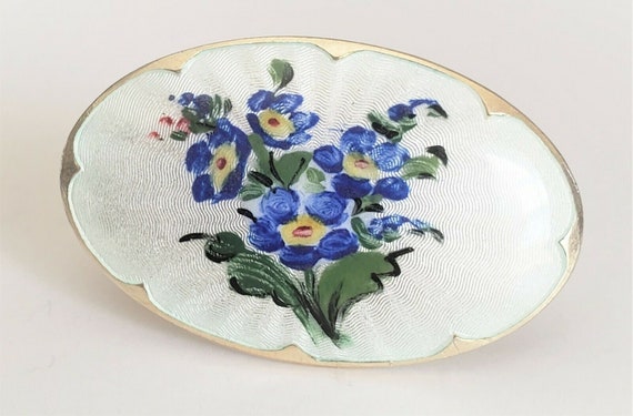 VNTG Gilt 925SS HOLTH Norway Enamel Blue Bells Flo