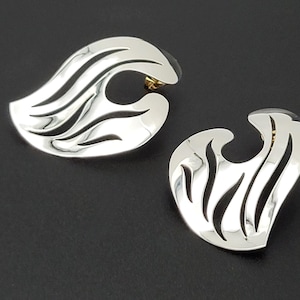 SYB Sandra &quot;Sandy&quot; Baker Abstrakte Modernist Sterling 14k Ohrringe Circa 1980er Jahre