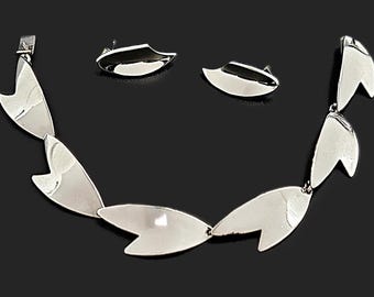 Collier Vintage Signé Eivind Knud Petersen - Argent Sterling Denmark, Vers 1950, Bijou Designer D'époque