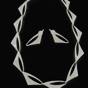 Rare Poul WARMIND Denmark Sterling Modernist Necklace Earrings Set 1960&#39;s