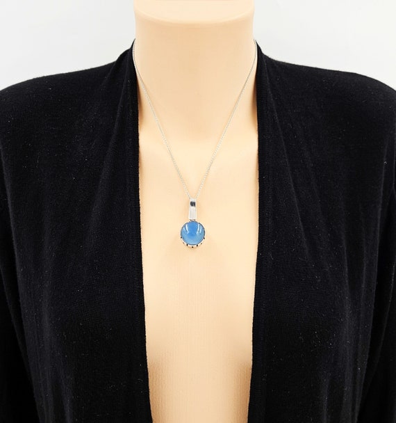 RARE Isaac Sweden Sterling & Blue Chalcedony Mode… - image 2