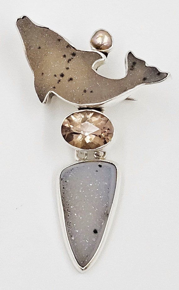 Amy Kahn Russell Sterling Speckled Drusy + Citrin… - image 1