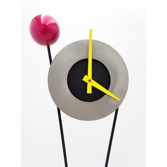 Rick Martin Modern Memphis Pop Art Steel Clock & Candleholder