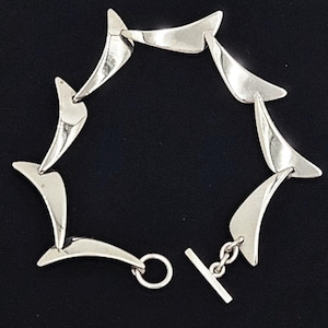 Niels Erik From Denmark Sterling Modernist Boomerang Link Bracelet C 1950s