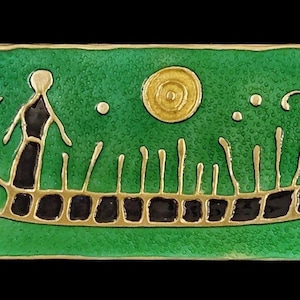 Rare David Andersen Norway Sterling Enamel Viking Rock Carving