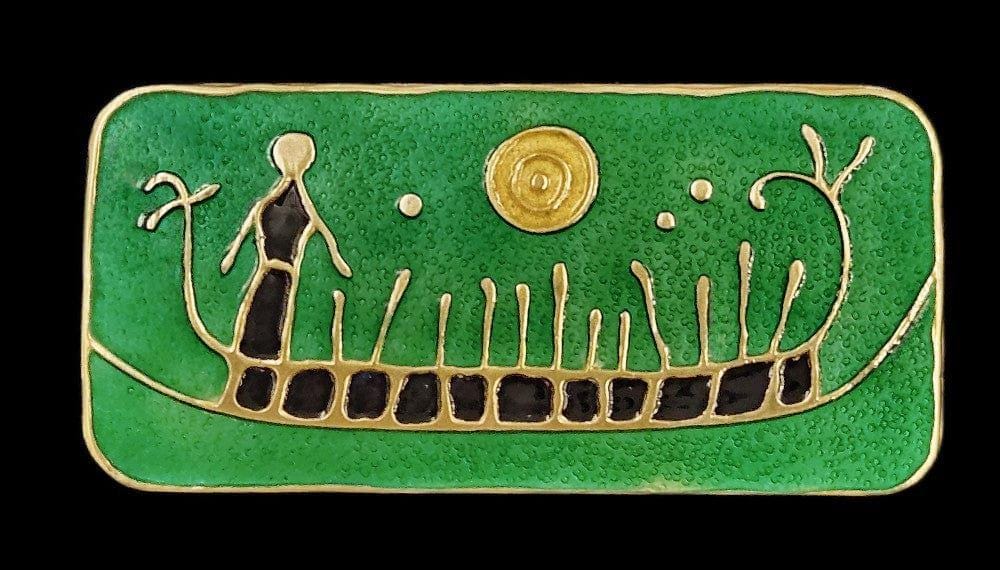 Rare David Andersen Norway Sterling Enamel Viking Rock Carving