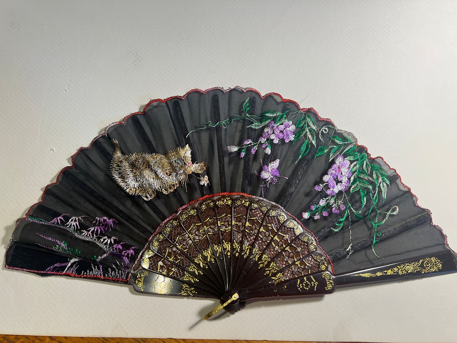 Ornamental Chinese Fan - Decorative, Semi-translucent With Embroidered ...