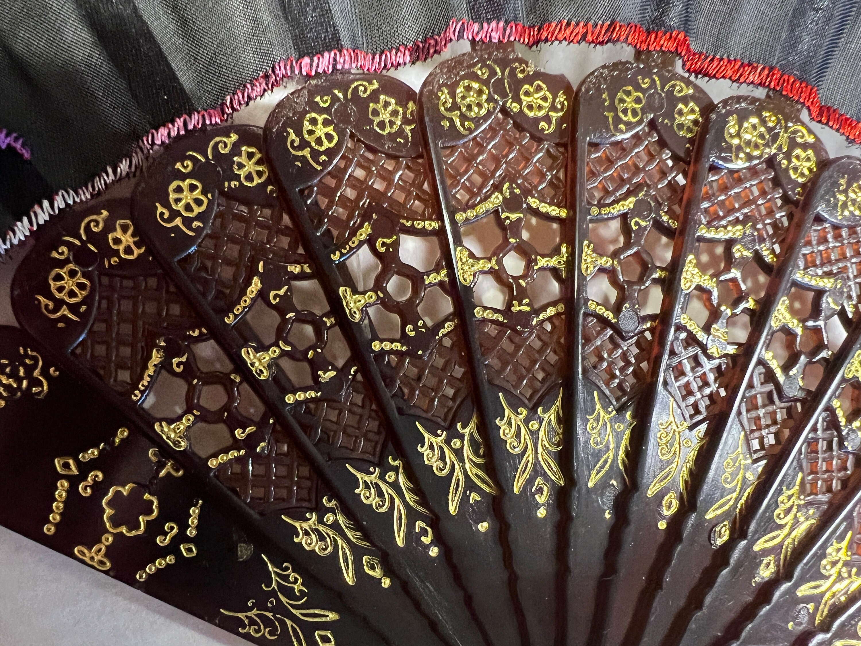 Ornamental Chinese Fan - Decorative, Semi-translucent With Embroidered ...
