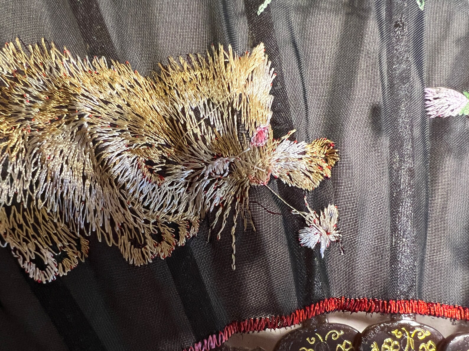 Ornamental Chinese Fan - Decorative, Semi-translucent With Embroidered ...