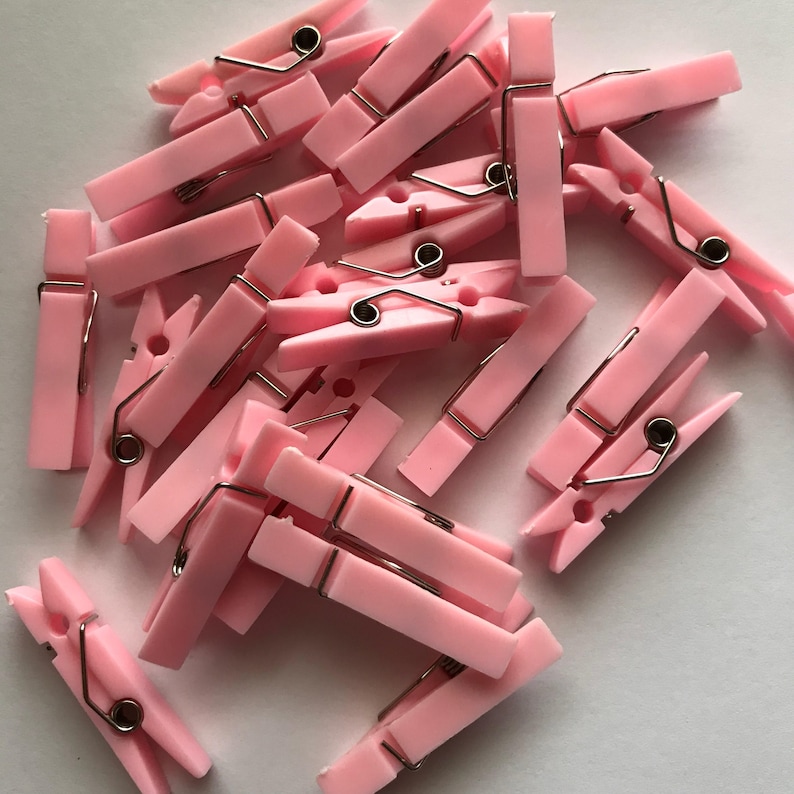 50 Small Pink Clothes Pins for Baby Shower or Gender Reveal Etsy