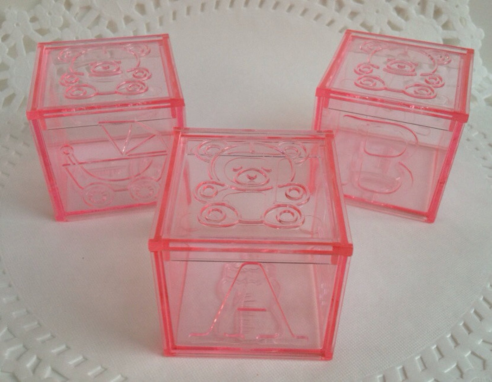 12 Clear Pink Building Block Favor Boxes for Baby Shower or Etsy