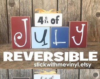 Reversible blocks, 4th of July blocks, 4th of july, 4th of july decor, fourth of july, fourth of july decor, july 4th blocks, july 4th decor