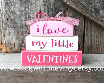 Valentines blocks, I love my little, Valentine decor, Valentine, wood blocks, valentines decor, home decor, valentines day, Valentine gifts
