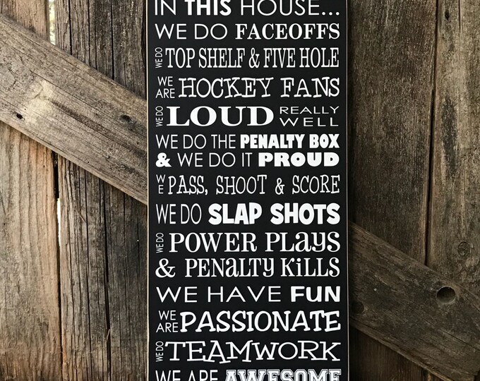 Hockey Decor in This House We Do Hockey Hockey Sign Hockey Etsy