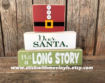 Dear SANTA sign, elf surveillance, Elf sign, Christmas sign, its a LONG story, santa sign, santa blocks, ELF blocks, Christmas decor,