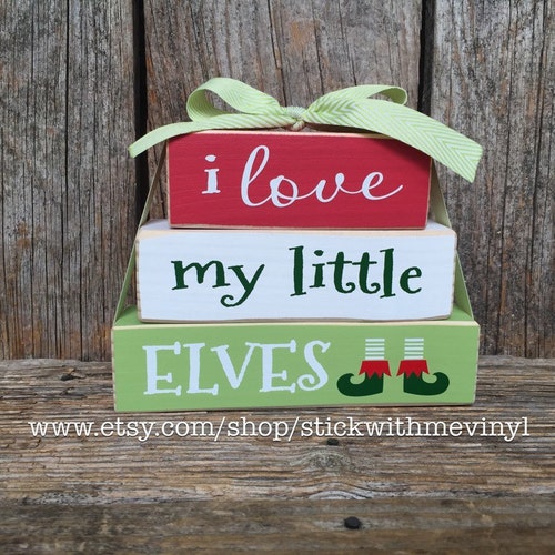 Christmas decor, Christmas, Holiday decor, i love my little, Christmas elf, elf, home decor, Christmas blocks, Christmas decoration,