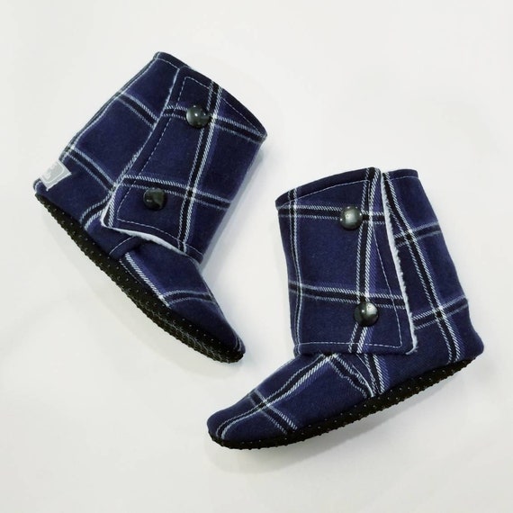 plaid baby booties