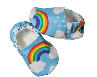 Rainbow Baby Shoes, Rainbow Baby Booties, Newborn Rainbow Crib Shoes, Newborn Baby Moccs, Baby Shoes, Baby Slippers,