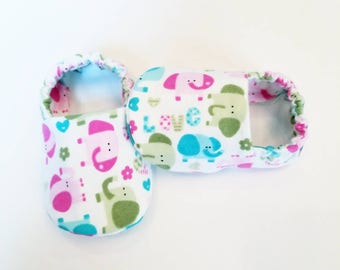 Elephant Baby Slippers, Baby Booties, Baby Gift, Pink Baby Slippers, Crib Shoes, Baby Moccs, Baby Shoes, Baby Booties, Baby Girl Slippers