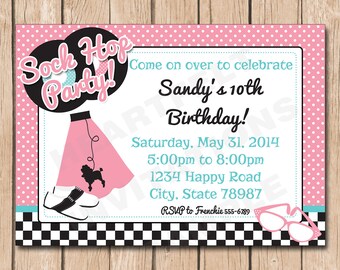 Sock Hop Invitation Etsy