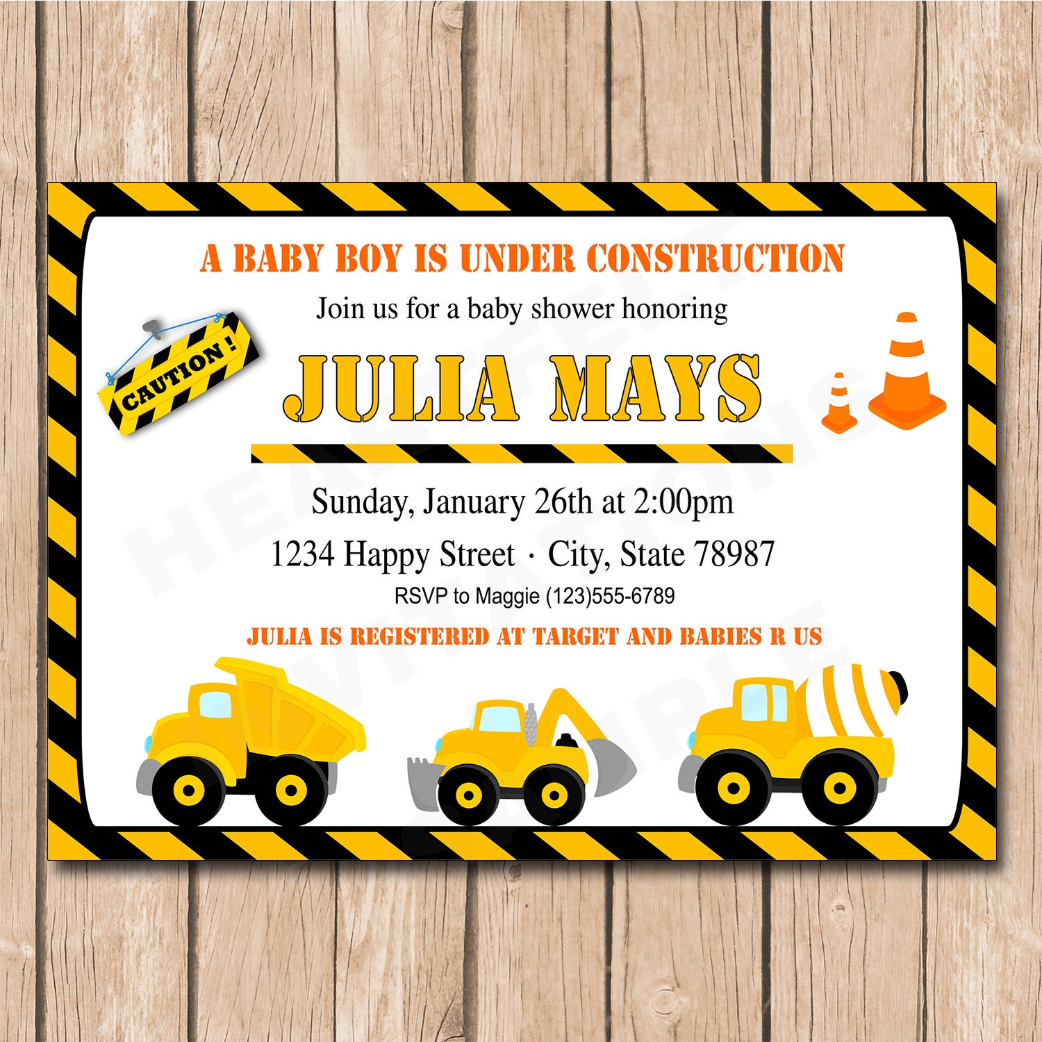 Construction Baby Shower Invitation Dump Truck Builder Etsy