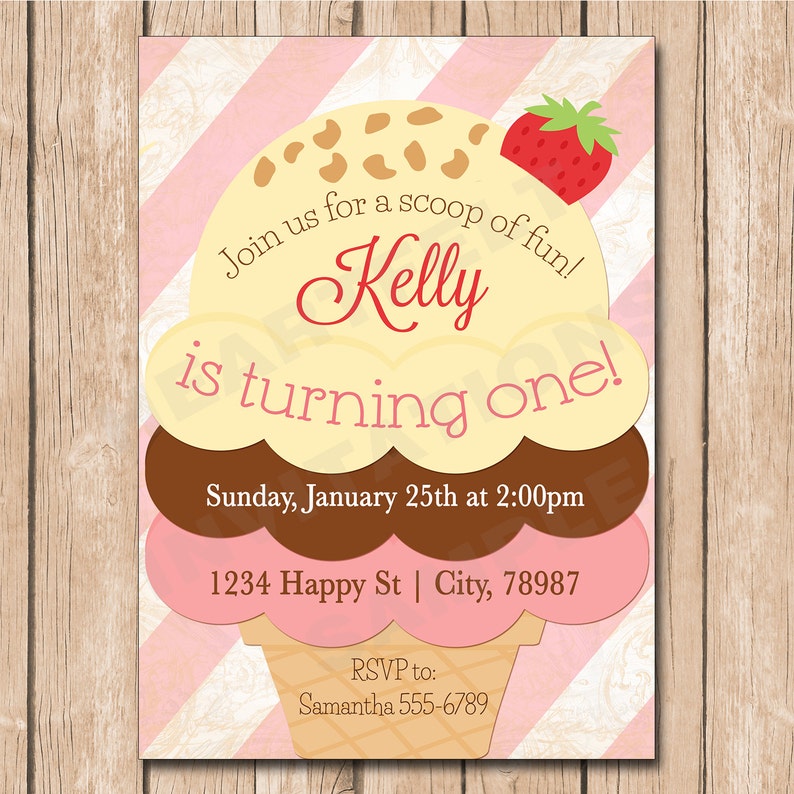 ice-cream-birthday-invitation-girl-cone-neapolitan-sundae-etsy