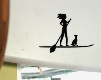 Paddle board Woman and Dog Vinyl Decal Girl paddleboard SUP