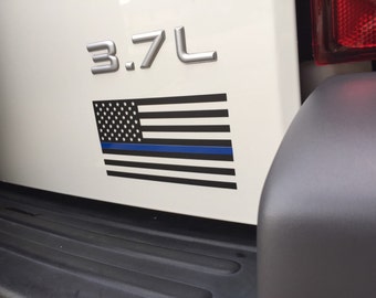 Thin Blue Line Flag Vinyl Decal American Flag Black White Police Cops LE